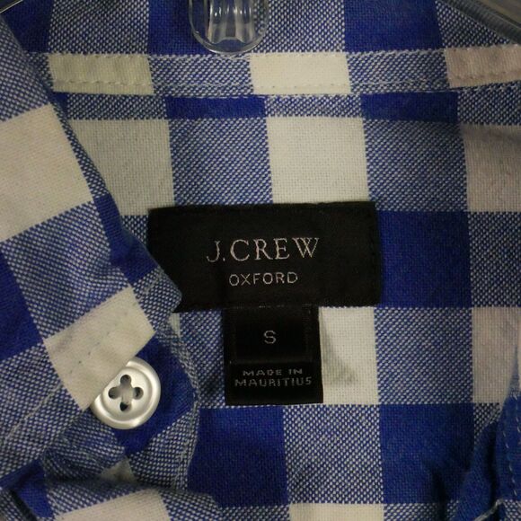 J Crew Oxford Mens Size S Blue and White Checked Button Down Shirt Long Sleeve - Picture 3 of 11